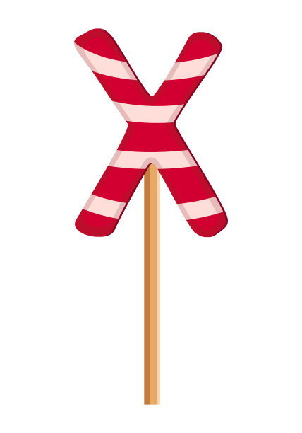 红白条纹棒棒糖上的字母X图片下载
