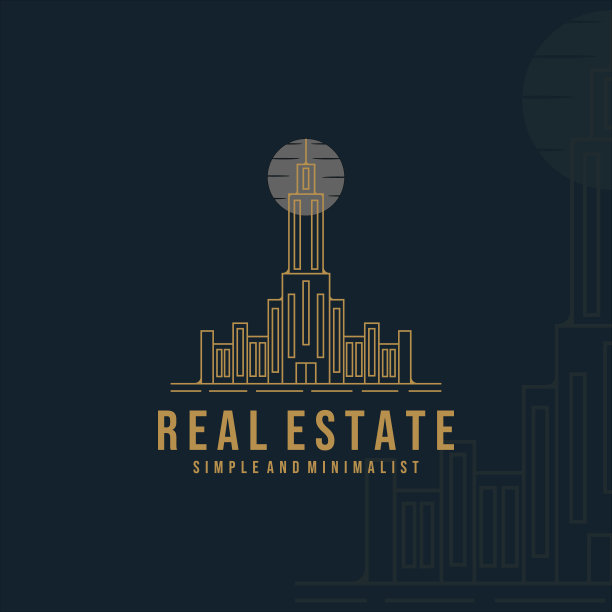 建筑及建筑线条艺术插图模板设计。房地产极简和简单的图标为公司和商业图标标签插图概念设计图片下载