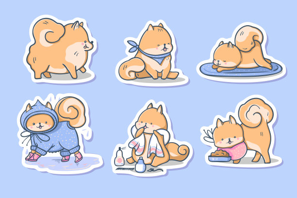 一套可爱宠物的贴纸图片下载