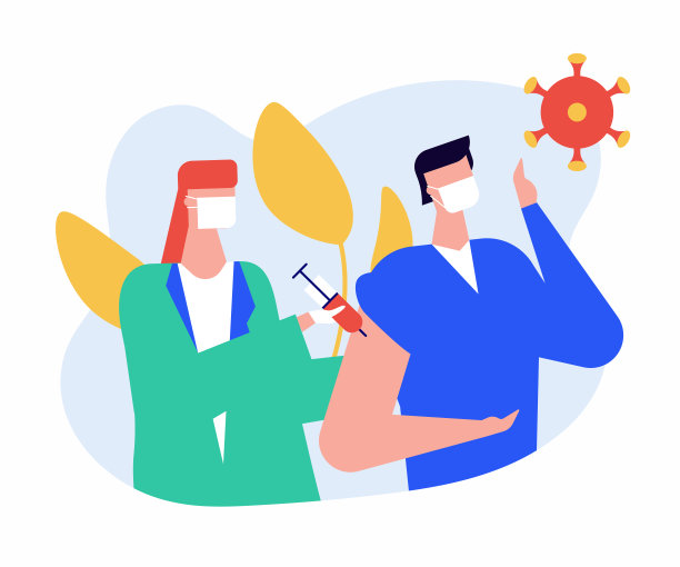 得到接种-现代彩色平面设计风格插图图片下载