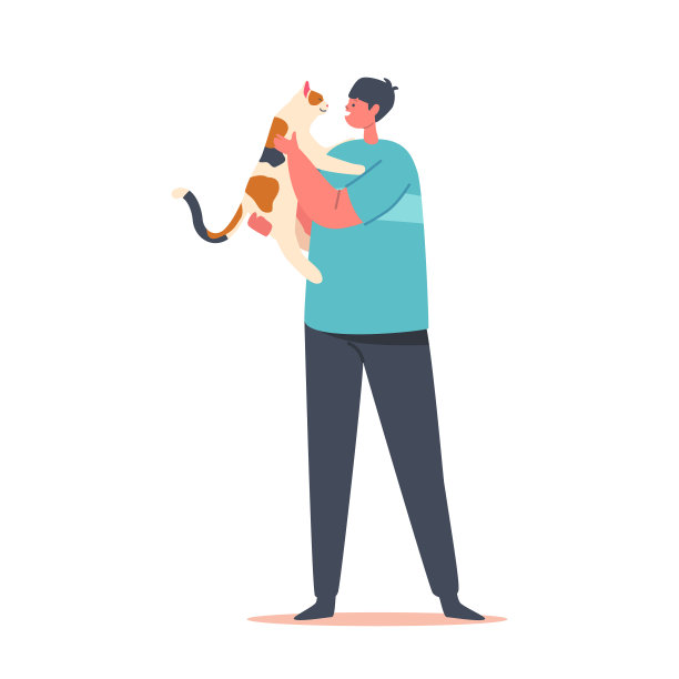 孩子拥抱和拥抱有趣的猫，儿童角色与宠物玩，男孩抱可爱的小猫在手孤立在白色图片下载