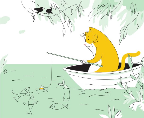 有趣的猫的渔夫图片下载