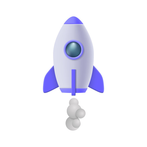 3D卡通风格的飞船火箭图标。图片下载