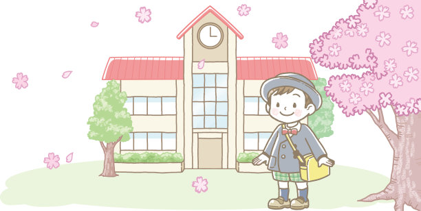 幼儿园入学典礼背景插画，男孩图片下载