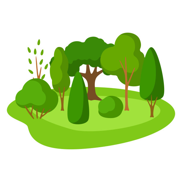 春天或夏天的背景与程式化的树木。素材图片