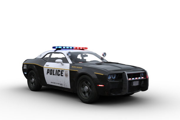 3D渲染黑白美国警车图片下载