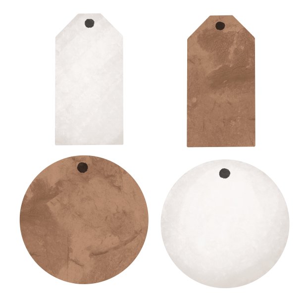 白色和棕色的水彩标签。孤立在一个白色的背景图片下载
