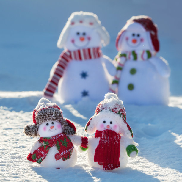 一家人在雪地上堆雪人图片下载