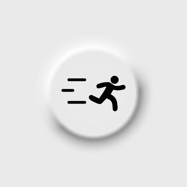 跑步男子黑色轮廓图标。退出的象征。运动,运动的概念。时尚平面符号，符号孤立在noemorphism按钮:插图，标志，应用程序，设计，web，开发，ui, ux, gui。向量EPS 10图片下载