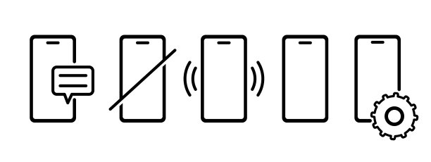 手机图标集。新留言标志，铃声，设置，静音。矢量线图标的业务和广告图片下载