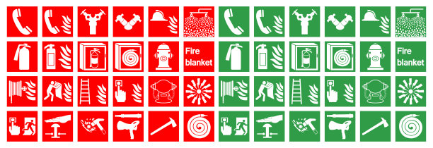 符号紧急火灾报警标志孤立在白色背景，矢量插图图片下载