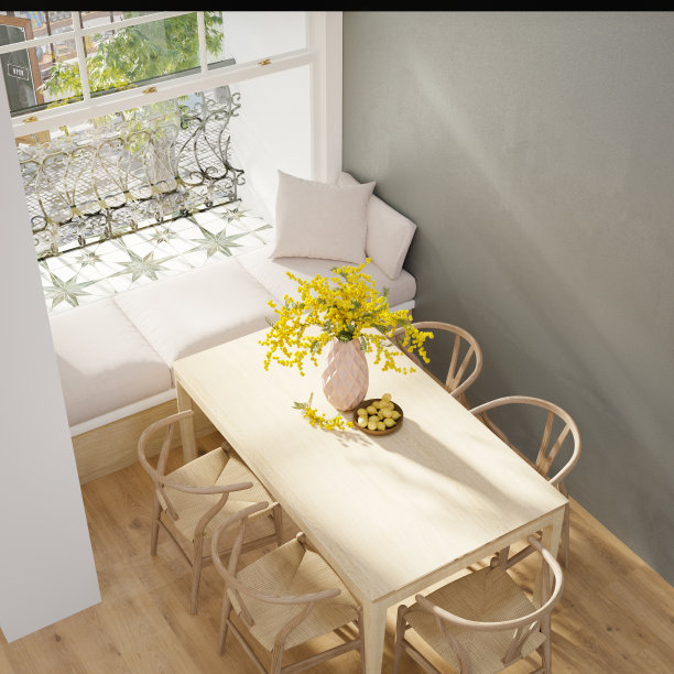 现代、明亮的用餐角落图片下载