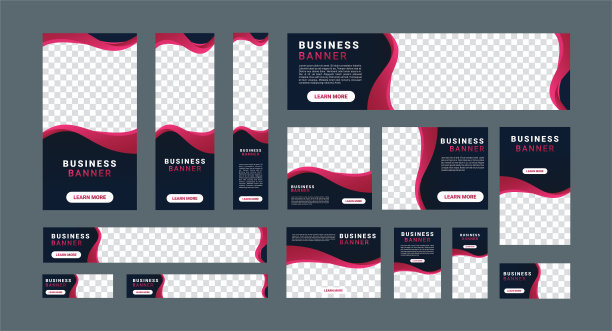 集创意现代商业广告横幅与一个地方的照片。商业宣传册设计。垂直、水平和方形模板。图片下载