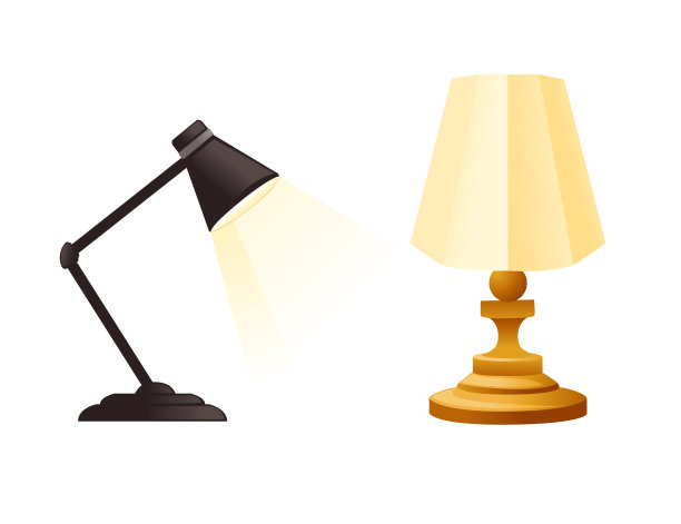经典和现代台灯平面矢量插图孤立在白色背景图片下载