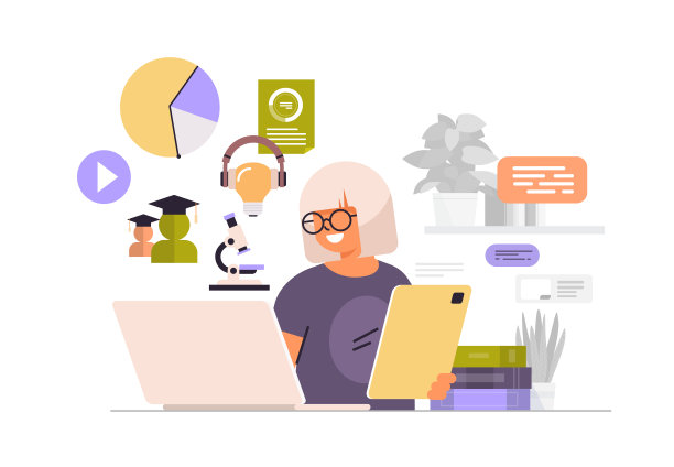 女商人坐在工作场所，女商人使用笔记本电脑社交媒体网络在线沟通的概念图片下载