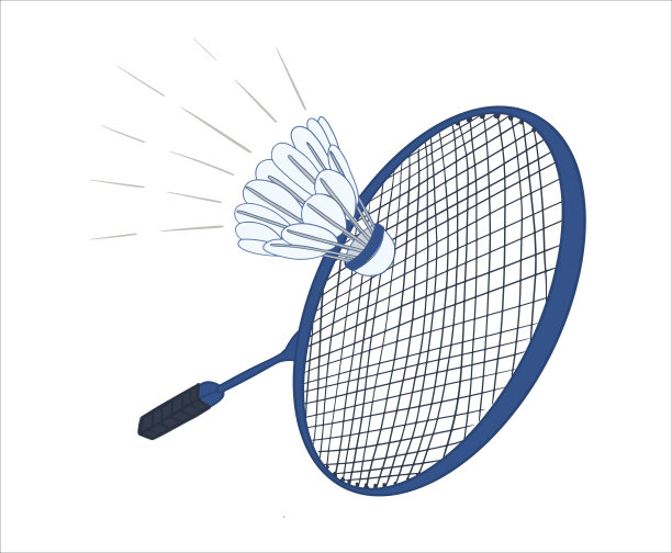 手绘羽毛球拍、羽毛球。羽毛球运动器材矢量图。图片下载