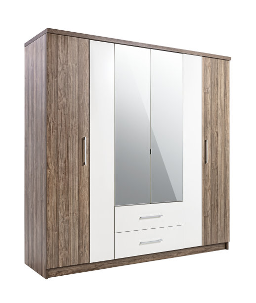 现代木制衣柜孤立在白色背景上图片下载