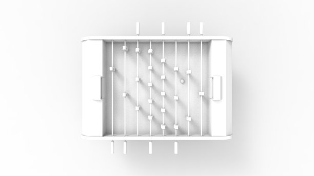 3D渲染：白色背景上的足球桌图片下载