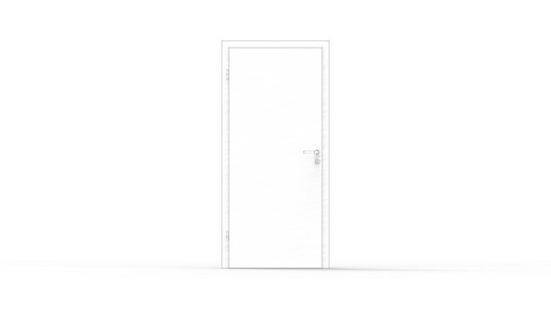 3d渲染门孤立在白色背景图片下载