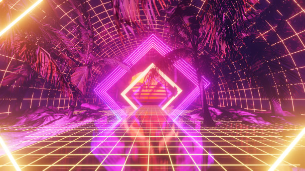 复古风格的网络棕榈树图片下载