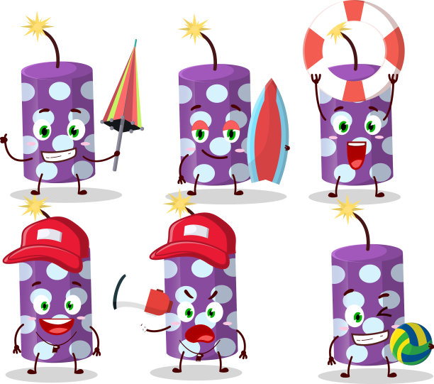 开心脸紫色爆竹卡通人物图片下载