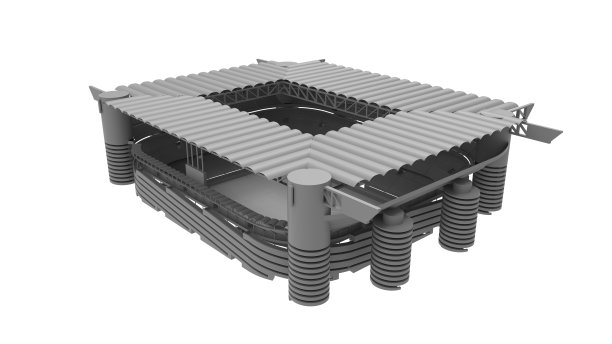 体育场建筑的三维渲染，建筑结构孤立在白色背景上图片下载