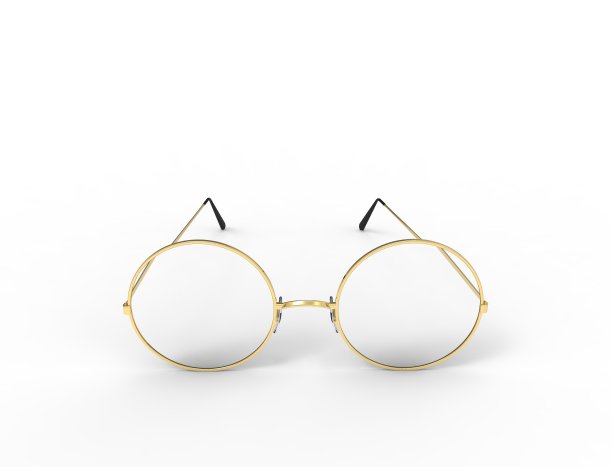3d渲染的金色复古眼镜孤立在白色的工作室背景图片下载