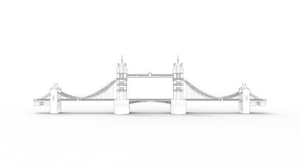 3d渲染的伦敦塔桥孤立图片下载