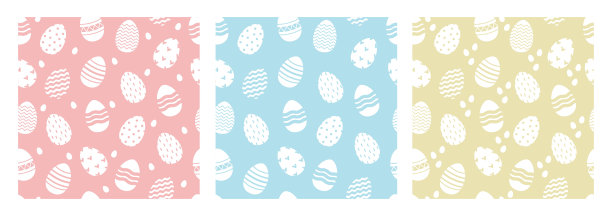 复活节无缝向量模式背景与鸡蛋。图片下载