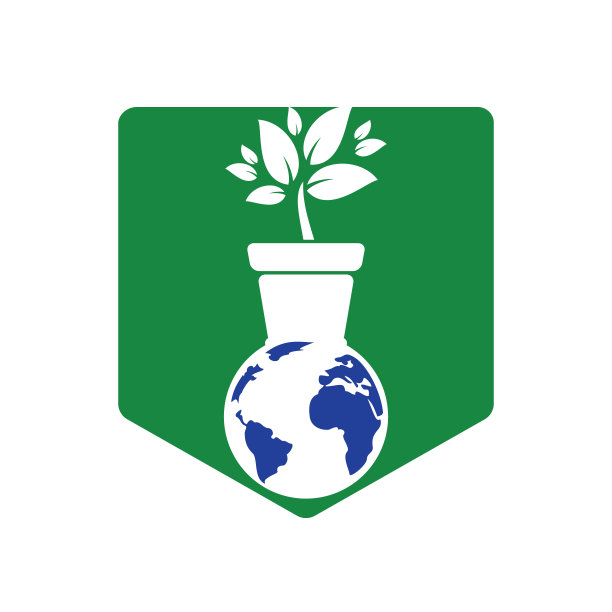 世界自然生态标志模板。地球仪和花盆图标矢量设计。图片下载