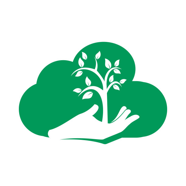 手绘树和云标志设计。天然产品的标志。图片下载
