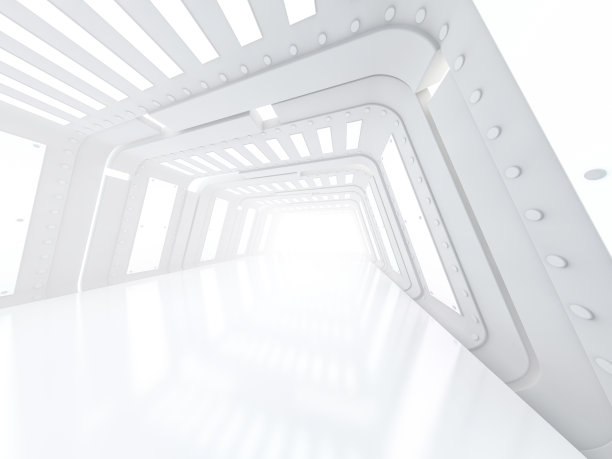 抽象的现代建筑背景，空旷的开放空间。三维演示图片下载