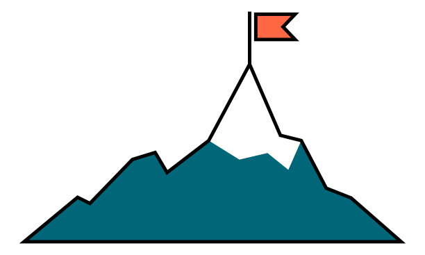 山顶上的红旗。目的地的象征。目标信号图片下载