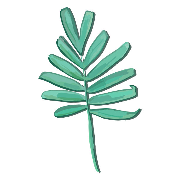 孤立的绿叶插图图片下载