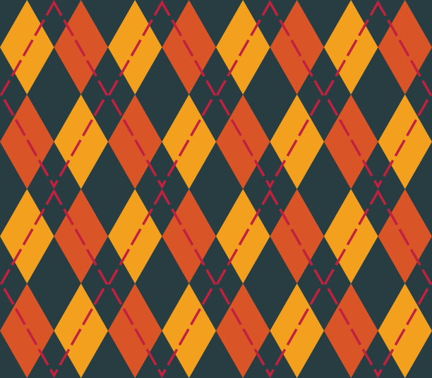 菱形无缝花纹，蓝橙黄三色。适用于各种印刷品、织物、书籍封面、表面及网布使用图片下载