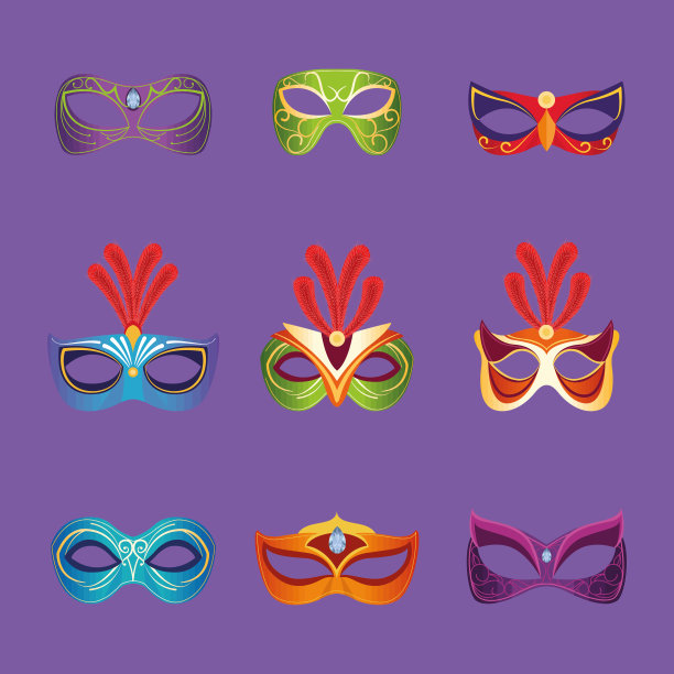 九个狂欢节面具图片下载