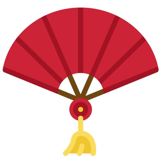 中国扇子图标，中国新年矢量插图图片下载