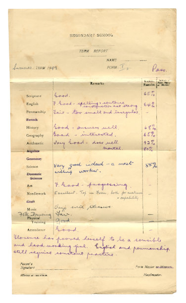 1949年的老英国学校报告图片下载