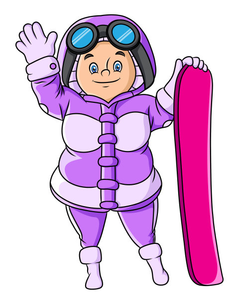 快乐的女人正拿着冰板挥动着手图片下载