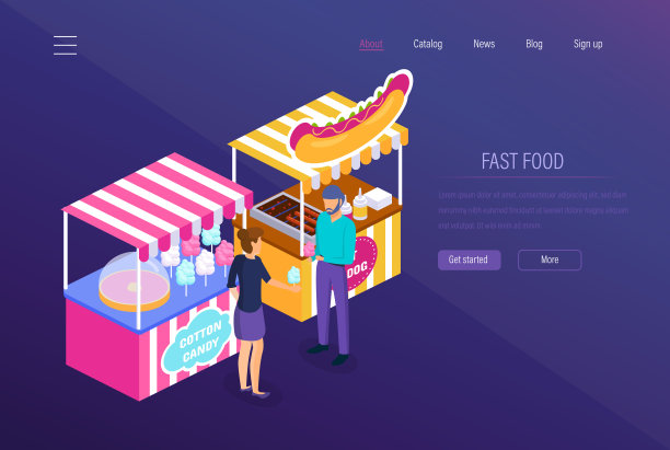 亭外立面、商店橱窗、外观建筑与街头食品。图片下载