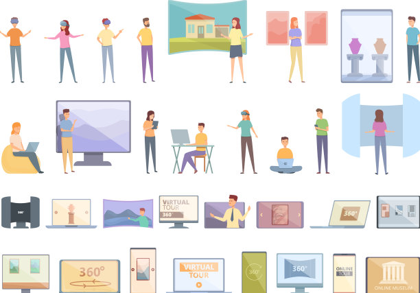 虚拟旅游图标卡通视频箭头图片下载