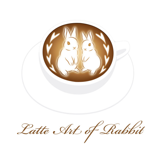 新年贺卡兔子拉花艺术插图的可爱和时尚的兔子图片下载