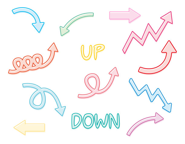 一个简单的向上箭头和图形。图标。线。向上下来。图片下载