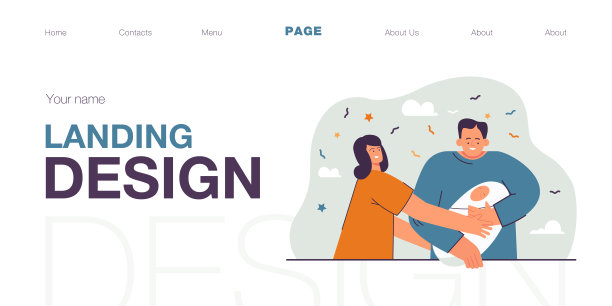 妻子给她的丈夫刚出生的孩子平面矢量插图图片下载