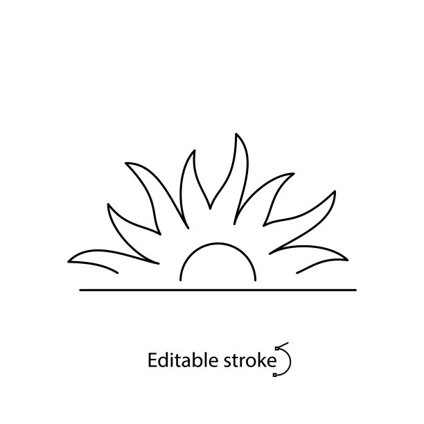 日落和日出轮廓标志。那种波西米亚风格的标志。波西米亚的迹象。世纪中期的风格。可编辑的中风。矢量图图片下载