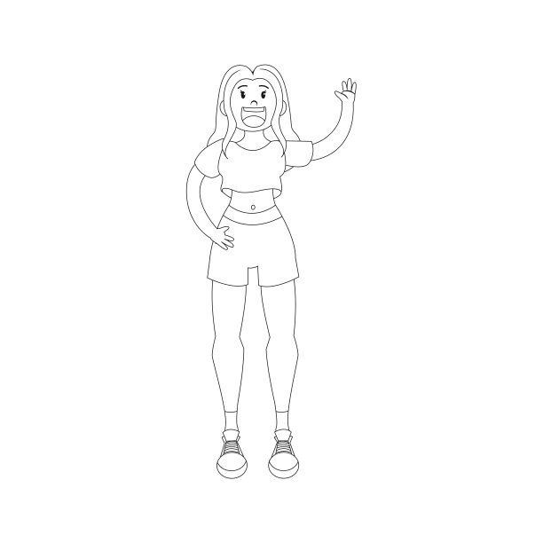 孤立快乐美丽的年轻女子向量图片下载