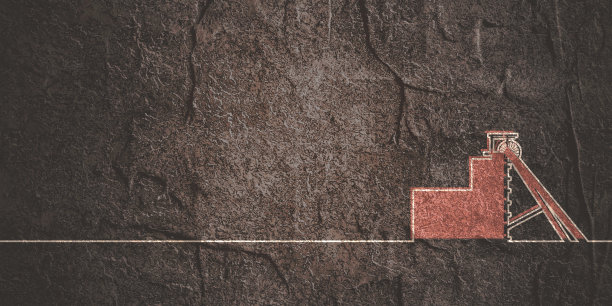 煤矿插图。细线风格概念图片下载