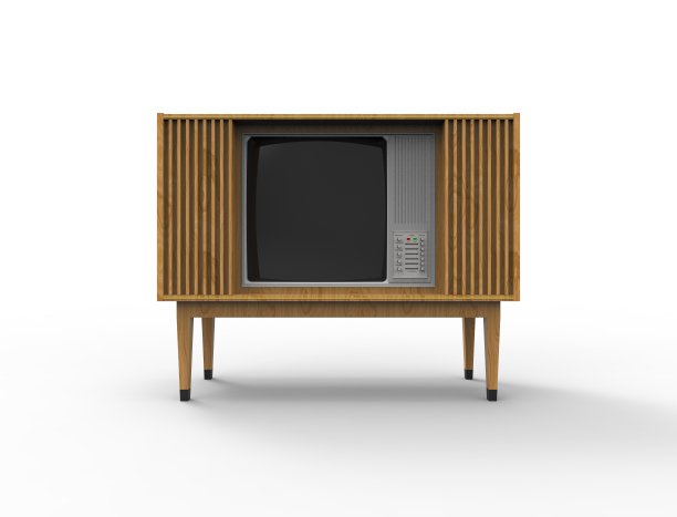 3d渲染的复古电视电视孤立在白色背景。图片下载