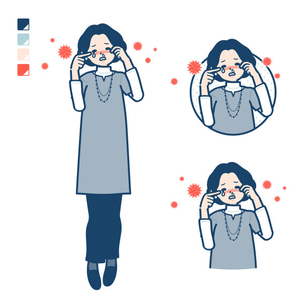 中年妇女穿着束腰外衣遭受花粉过敏的图像图片下载