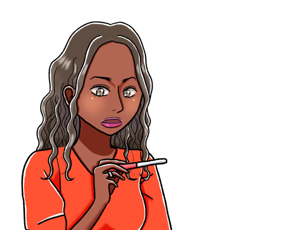 这位皮肤黝黑的女士在验孕时大吃一惊。图片下载